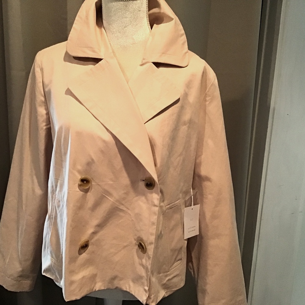 Lauren Conrad Pale Peach Shorty Trench Coat/ Topper NWT